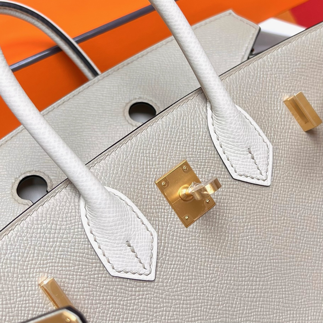 에르메스 버킨백25 화이트그레이 금장 앱송